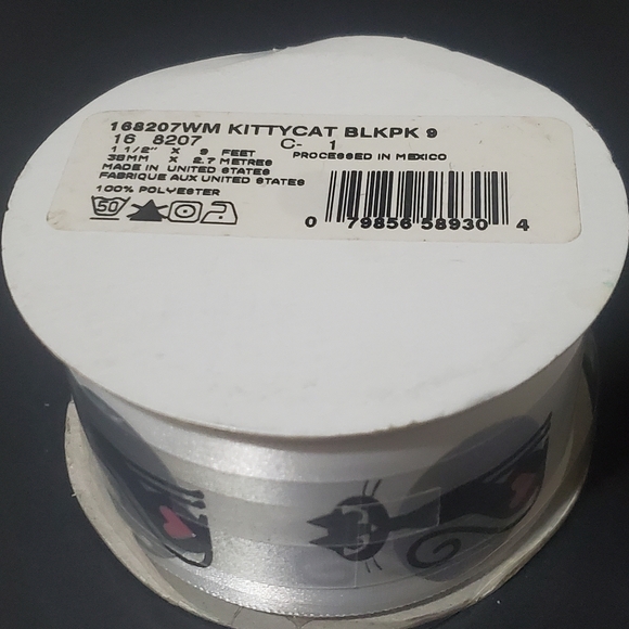 2/$15 Black Cat Ribbon Offray 1.5"x9' - Picture 3 of 3